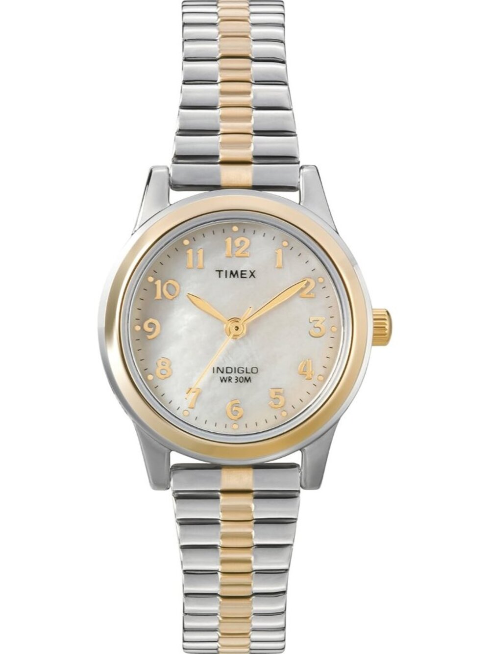 Women's Two-Tone/Mother of Pearl Adjustable Strap Mineral Glass Crystal Watch